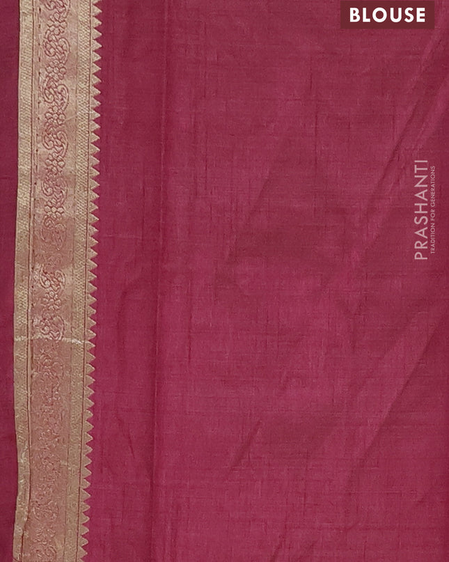 Semi raw silk saree wine shade with zari woven buttas and zari woven border