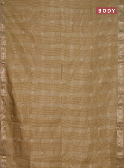 Semi raw silk saree sandal with zari woven buttas and zari woven border
