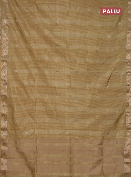 Semi raw silk saree sandal with zari woven buttas and zari woven border