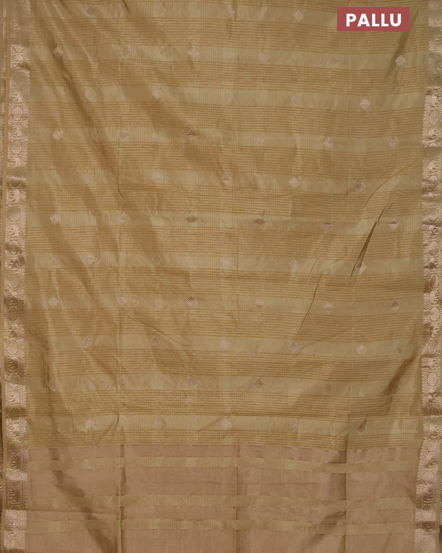 Semi raw silk saree sandal with zari woven buttas and zari woven border