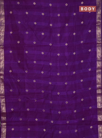 Semi raw silk saree violet with zari woven buttas and zari woven border