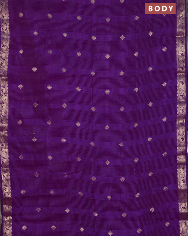 Semi raw silk saree violet with zari woven buttas and zari woven border