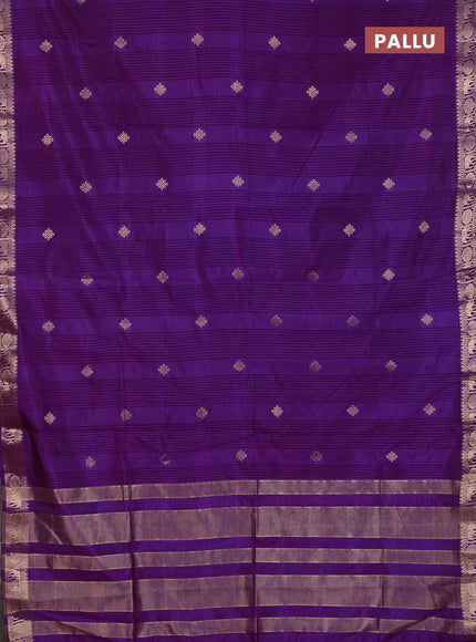Semi raw silk saree violet with zari woven buttas and zari woven border