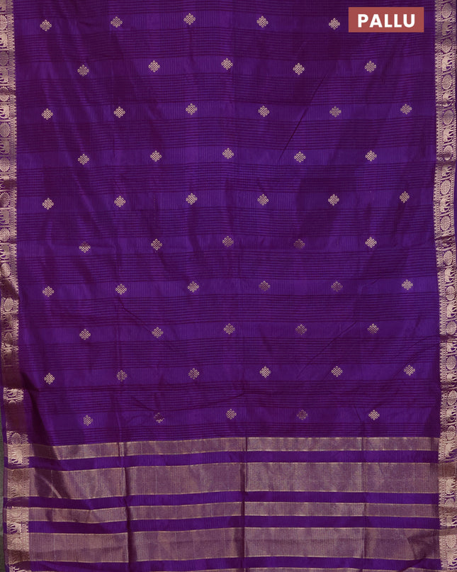 Semi raw silk saree violet with zari woven buttas and zari woven border