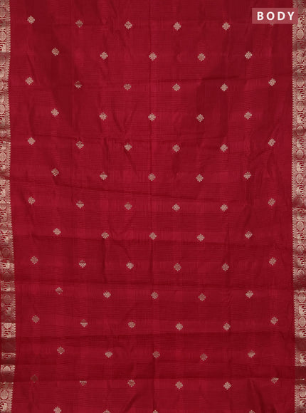 Semi raw silk saree maroon with zari woven buttas and zari woven border