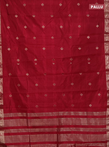 Semi raw silk saree maroon with zari woven buttas and zari woven border