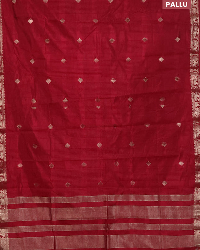 Semi raw silk saree maroon with zari woven buttas and zari woven border