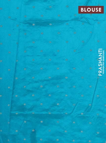 Semi raw silk saree teal blue with zari woven buttas and zari woven border
