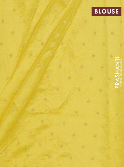 Semi raw silk saree lime yellow with zari woven buttas and zari woven border