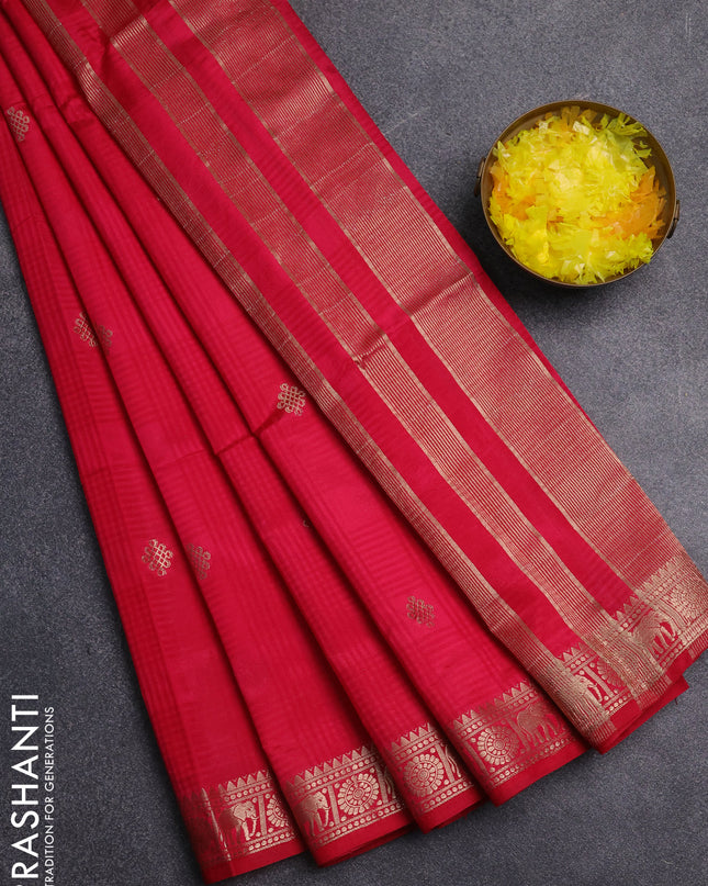 Semi raw silk saree pink with zari woven buttas and zari woven border
