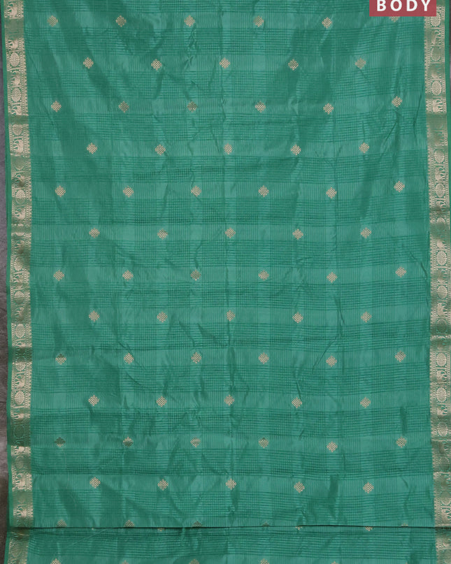 Semi raw silk saree pastel green with zari woven buttas and zari woven border