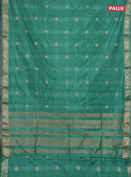 Semi raw silk saree pastel green with zari woven buttas and zari woven border