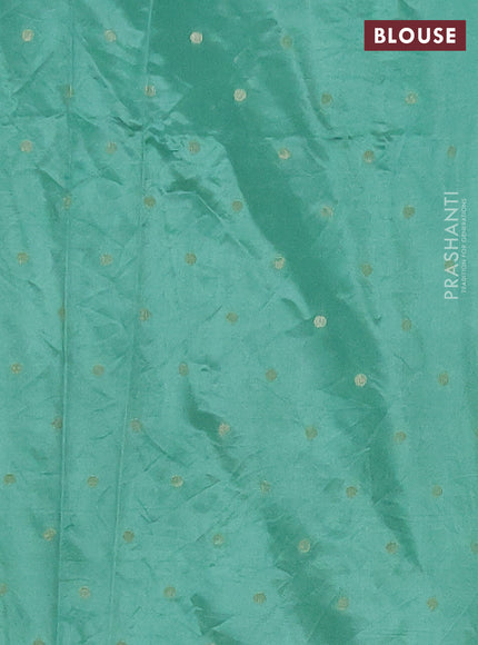 Semi raw silk saree pastel green with zari woven buttas and zari woven border