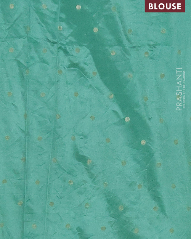 Semi raw silk saree pastel green with zari woven buttas and zari woven border