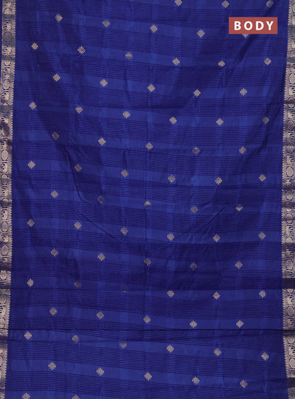 Semi raw silk saree blue with zari woven buttas and zari woven border