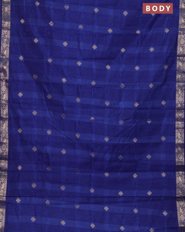 Semi raw silk saree blue with zari woven buttas and zari woven border