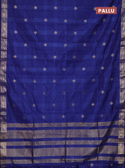Semi raw silk saree blue with zari woven buttas and zari woven border
