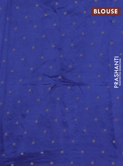 Semi raw silk saree blue with zari woven buttas and zari woven border