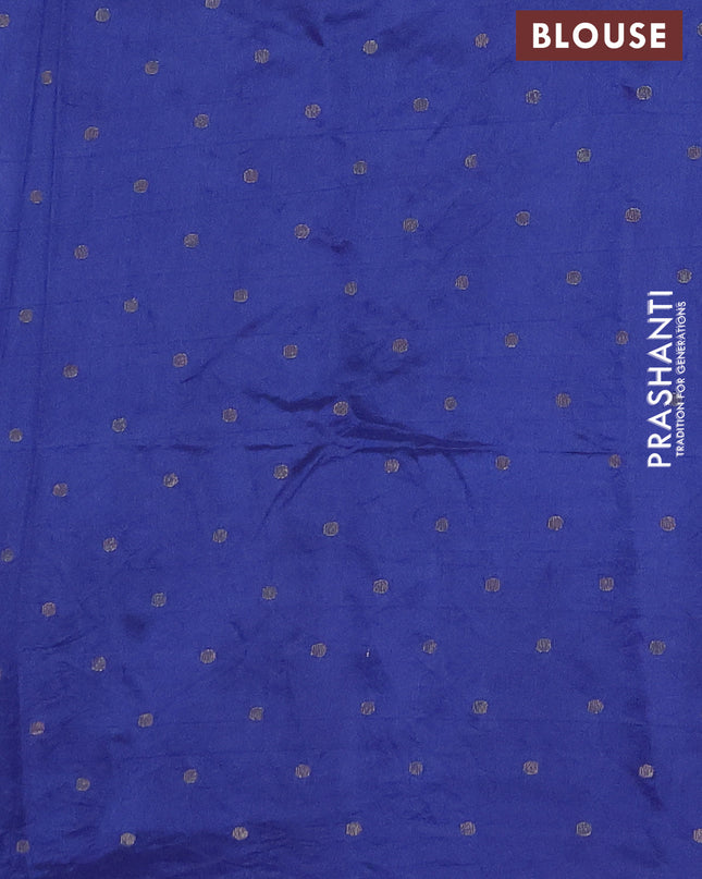 Semi raw silk saree blue with zari woven buttas and zari woven border