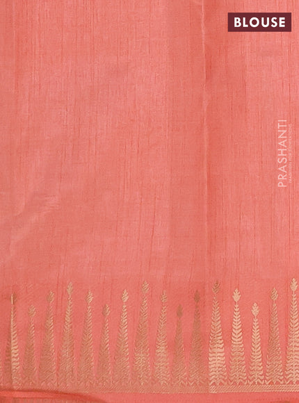 Semi raw silk saree peach orange with zari woven buttas and zari woven border
