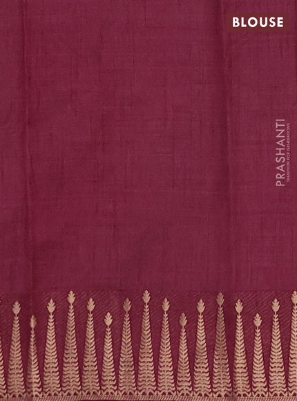 Semi raw silk saree deep wine with zari woven buttas and zari woven border