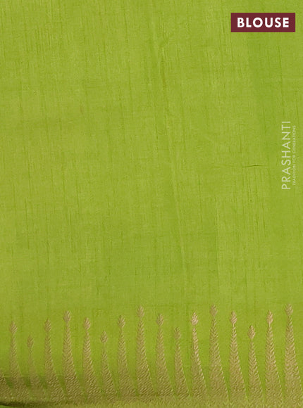 Semi raw silk saree light green with zari woven buttas and zari woven border