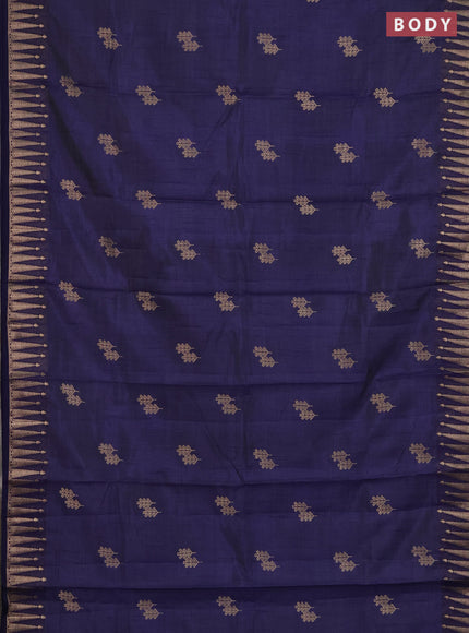 Semi raw silk saree dark blue with zari woven buttas and zari woven border