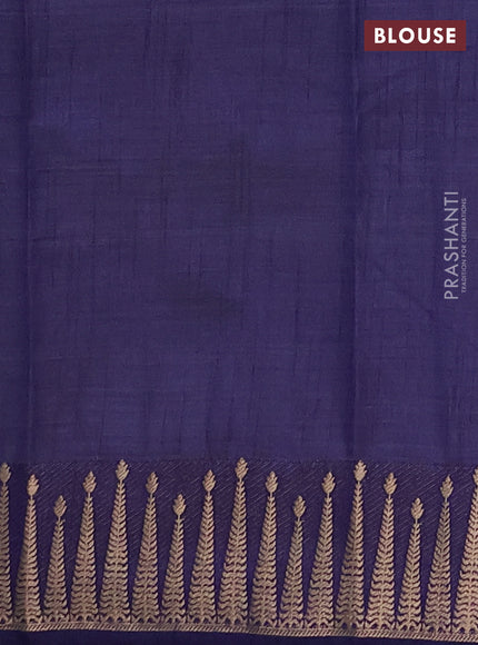Semi raw silk saree dark blue with zari woven buttas and zari woven border