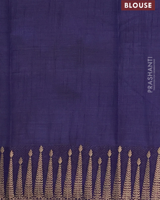 Semi raw silk saree dark blue with zari woven buttas and zari woven border