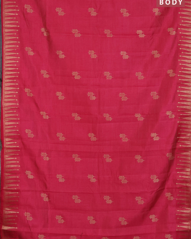 Semi raw silk saree pink with zari woven buttas and zari woven border