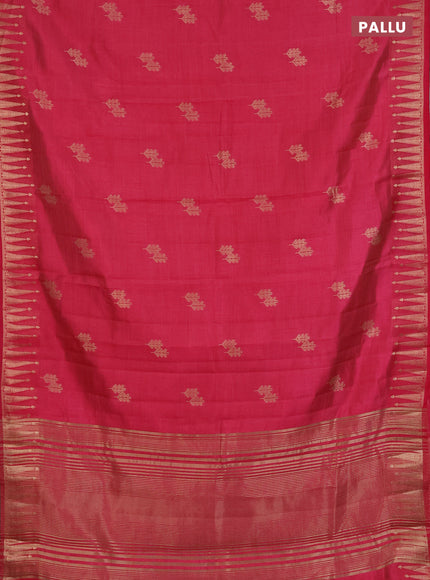 Semi raw silk saree pink with zari woven buttas and zari woven border
