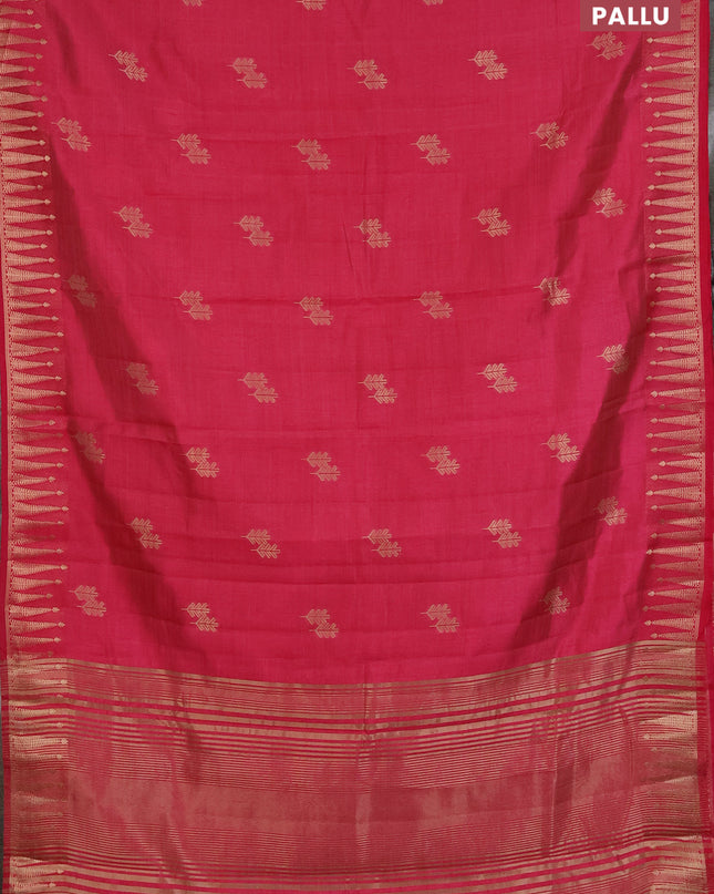 Semi raw silk saree pink with zari woven buttas and zari woven border