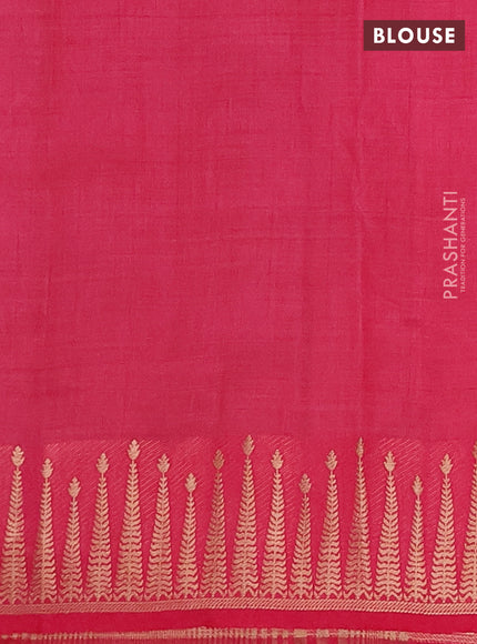 Semi raw silk saree pink with zari woven buttas and zari woven border