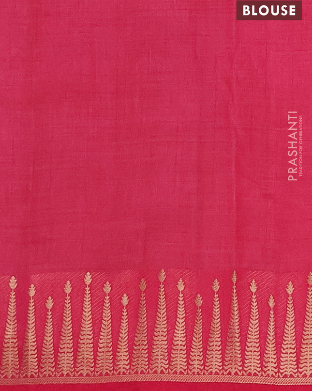 Semi raw silk saree pink with zari woven buttas and zari woven border
