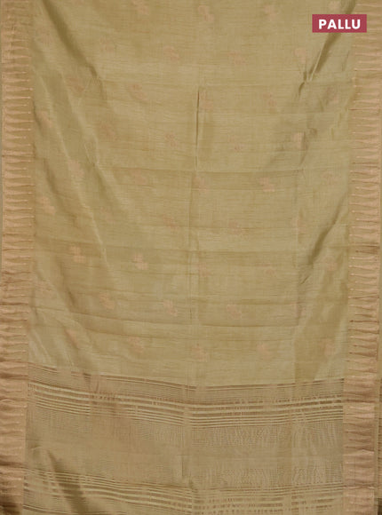 Semi raw silk saree pista green with zari woven buttas and zari woven border