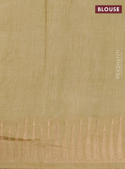Semi raw silk saree pista green with zari woven buttas and zari woven border
