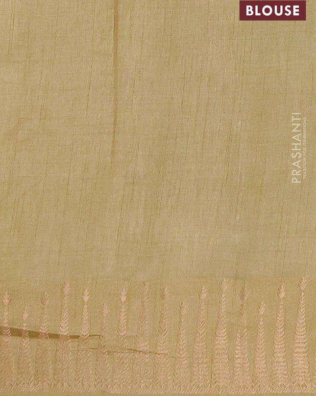 Semi raw silk saree pista green with zari woven buttas and zari woven border