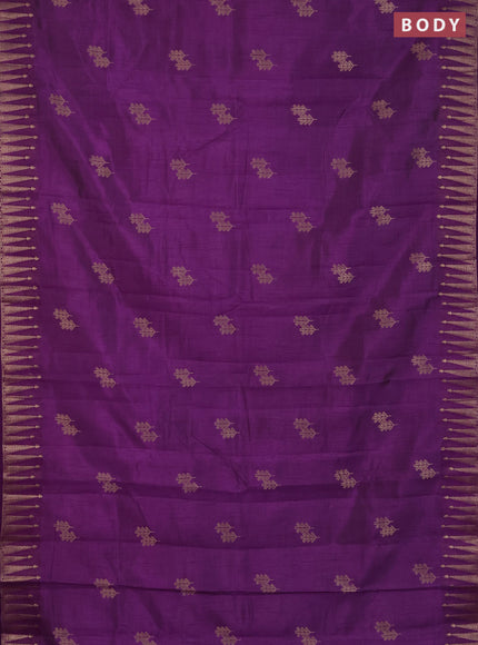 Semi raw silk saree violet with zari woven buttas and zari woven border
