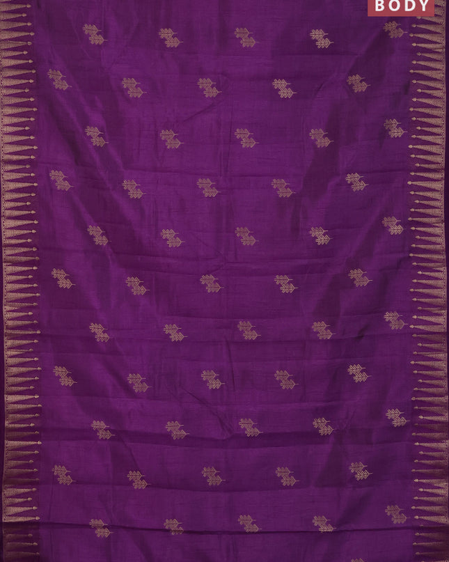 Semi raw silk saree violet with zari woven buttas and zari woven border