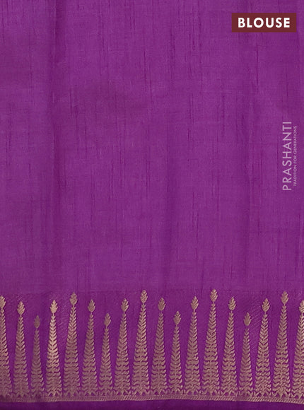 Semi raw silk saree violet with zari woven buttas and zari woven border