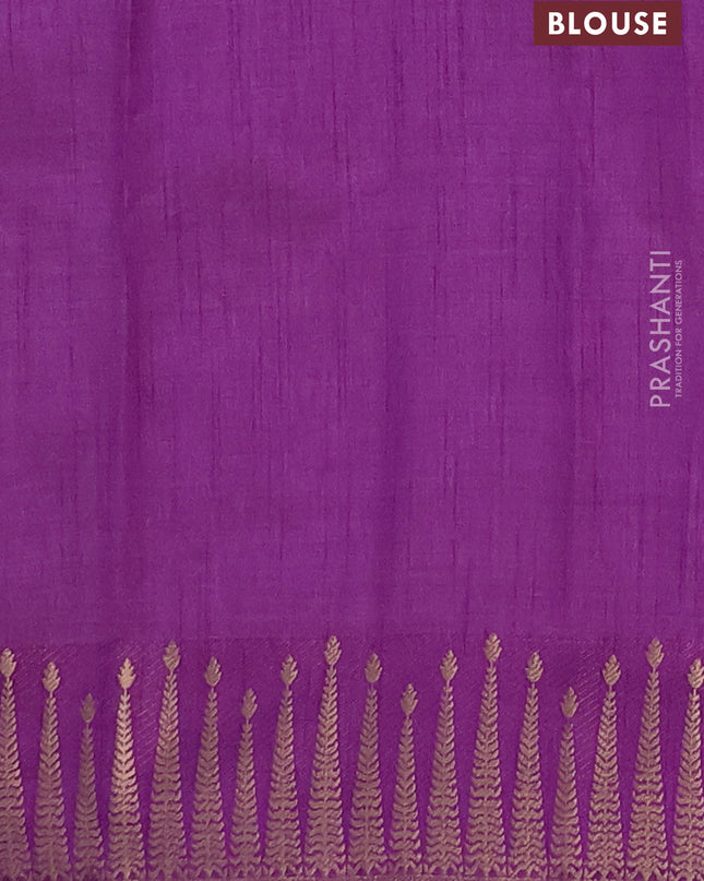Semi raw silk saree violet with zari woven buttas and zari woven border