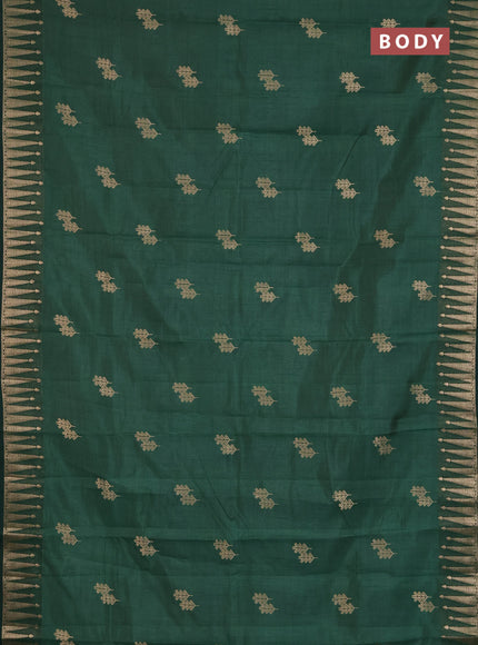 Semi raw silk saree green with zari woven buttas and zari woven border