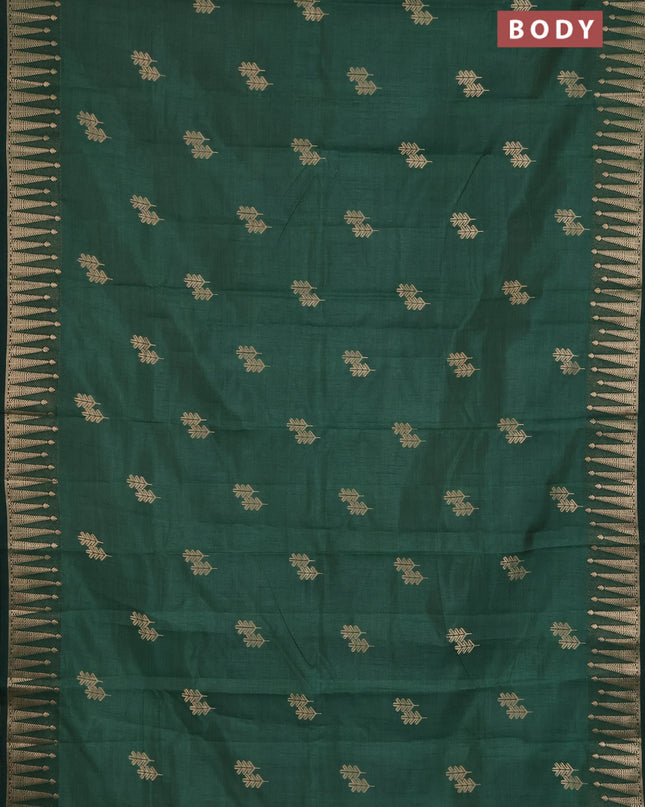 Semi raw silk saree green with zari woven buttas and zari woven border