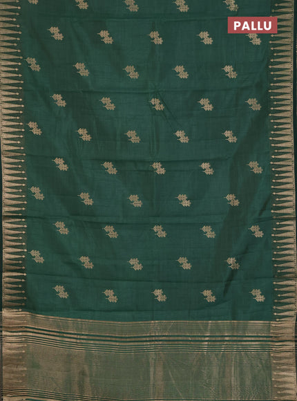 Semi raw silk saree green with zari woven buttas and zari woven border