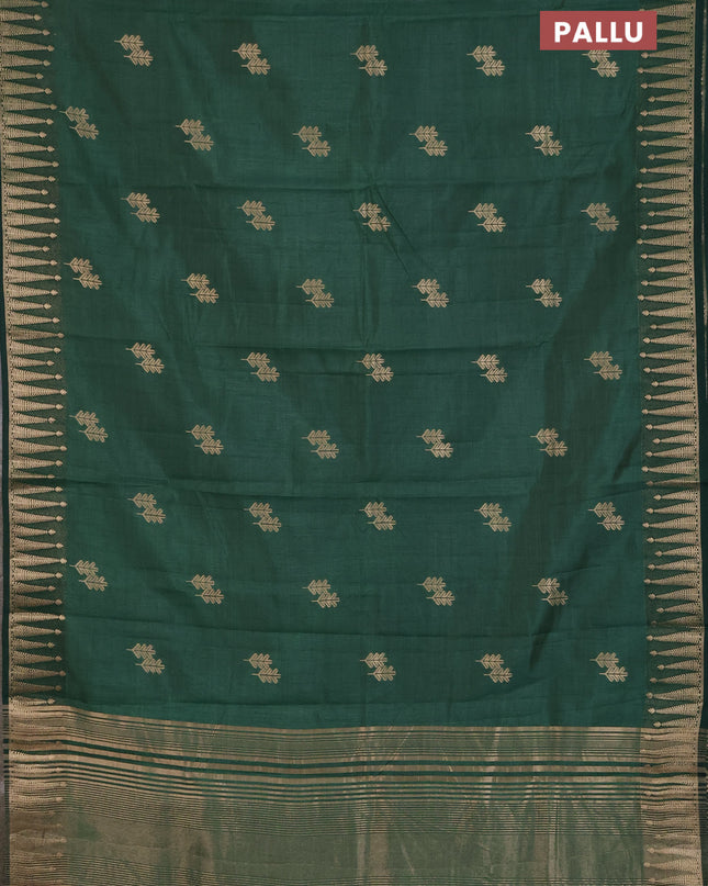 Semi raw silk saree green with zari woven buttas and zari woven border