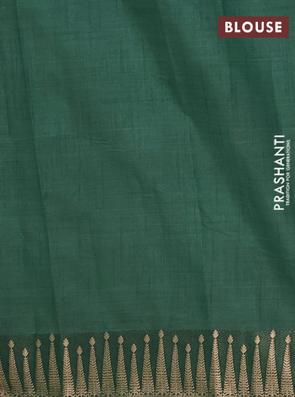 Semi raw silk saree green with zari woven buttas and zari woven border
