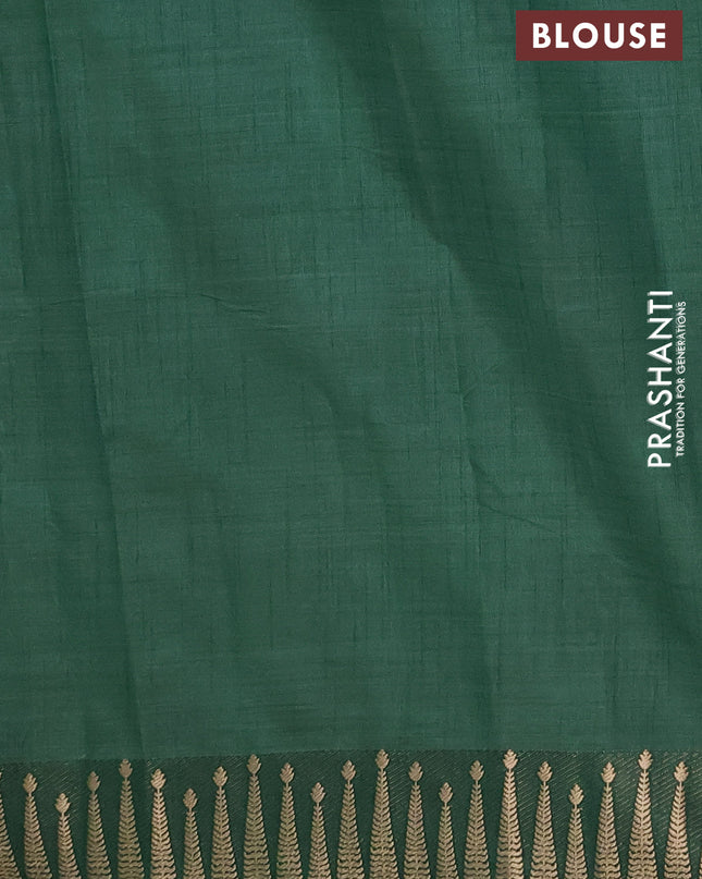 Semi raw silk saree green with zari woven buttas and zari woven border