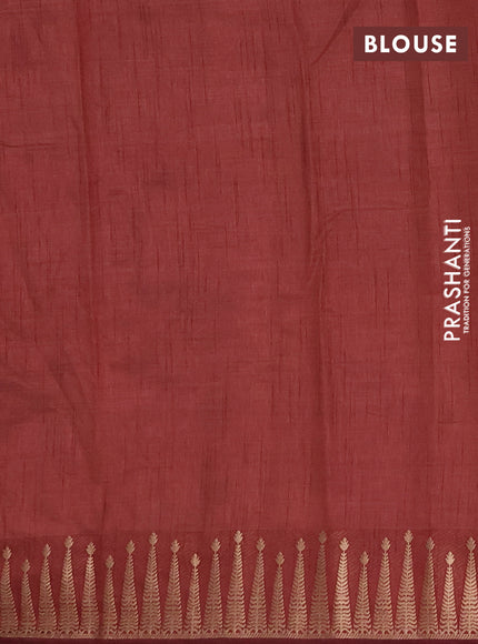 Semi raw silk saree rust shade with zari woven buttas and zari woven border