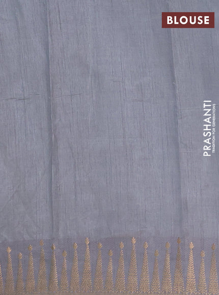 Semi raw silk saree grey with zari woven buttas and zari woven border