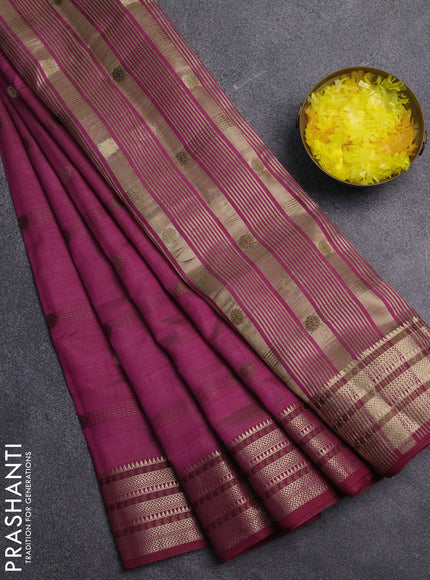 Semi raw silk saree purple with thread & zari woven buttas and zari woven border